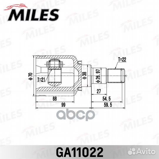 ШРУС ford fiesta/fusion 01-08 внутр. лев. GA11022