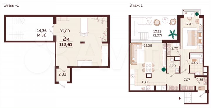 2-к. квартира, 112,6 м², 1/9 эт.