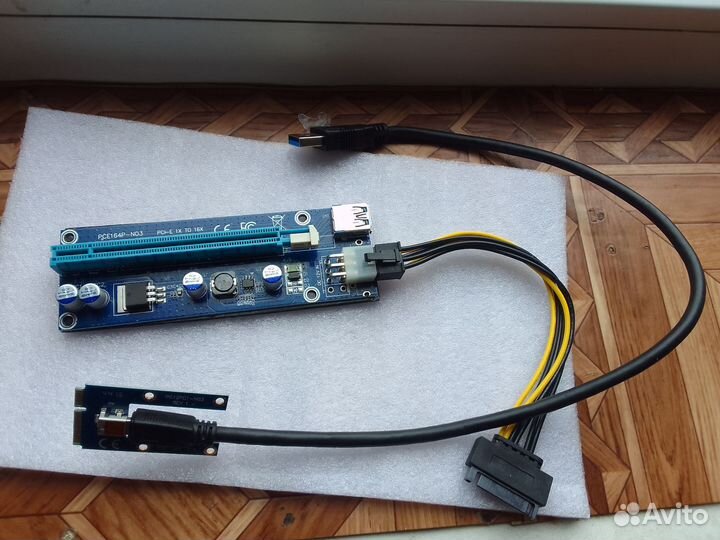 Райзер pci-e 16x SATA 6pin адаптер