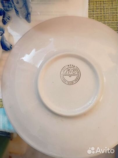 Чайная пара Гжель 1970-1980гг, основа для часов