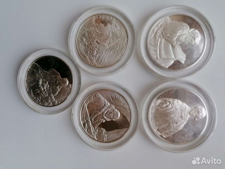 Шедевры Рембранта, серебро, худож. медали