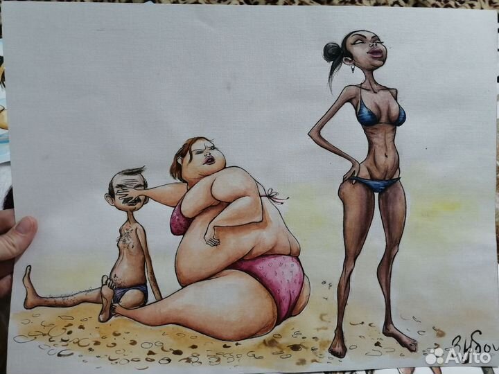 Потешные картины акварелью, живопись а3