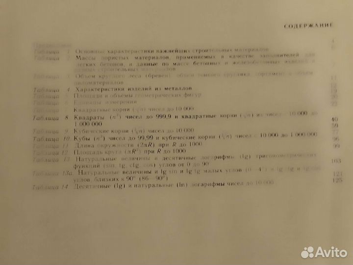 Справочные таблицы для строителей