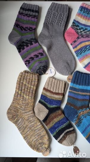 Теплые вязаные носки ручной работы из шерсти