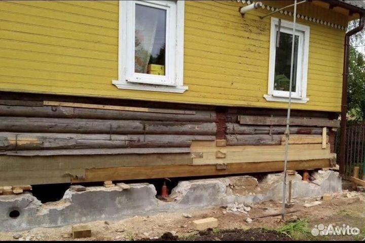 Поднимаем домов, бань, замена венцов, пола, лаг