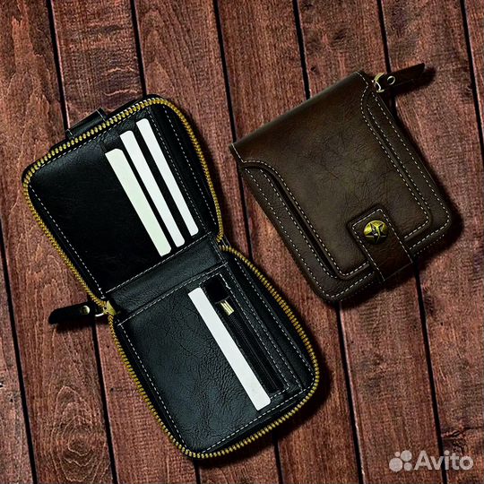 Мужской кошелек из искусственной кожи с карманом д