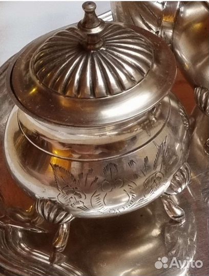 Сервиз чайный чайник сахарница серебрение Англия