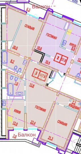 3-к. квартира, 118,4 м², 3/19 эт.
