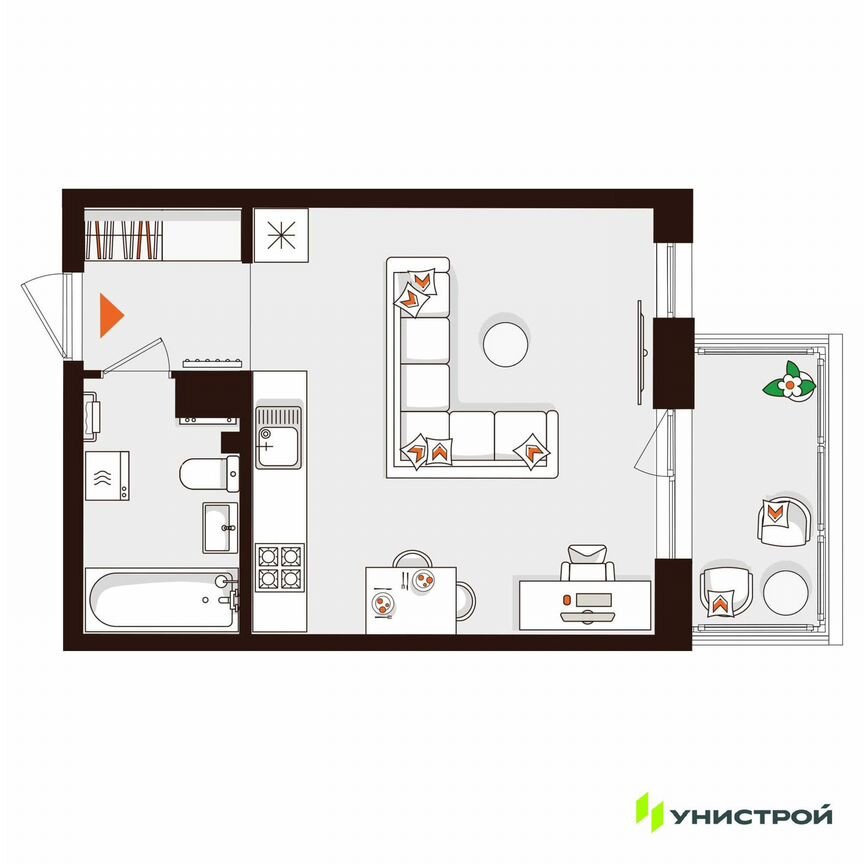 Квартира-студия, 29,9 м², 4/5 эт.