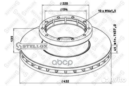 85-00753-SX диск тормозной 432/194x45/135 10n-220