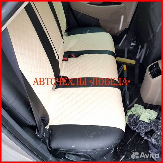 Чехлы Hyundai Tucson 3 из экокожи чёрно-бежевые