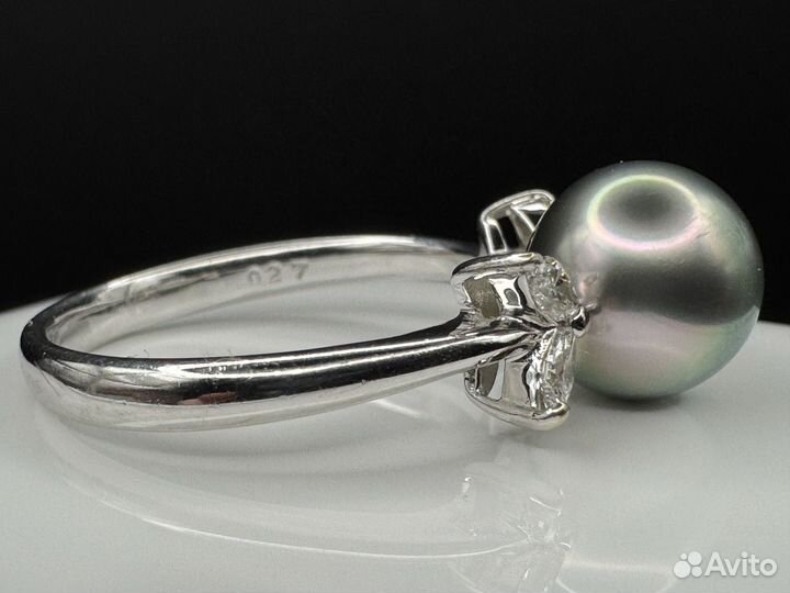 Золотое кольцо 750 Жемчуг Бриллианты Yamagiwa