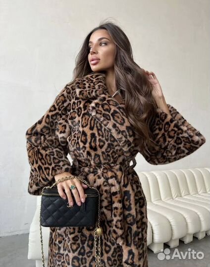 Леопардовая шуба в пол