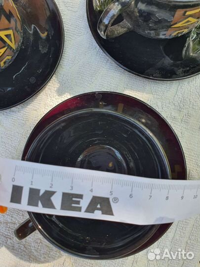 Сервиз чайный чёрное стекло