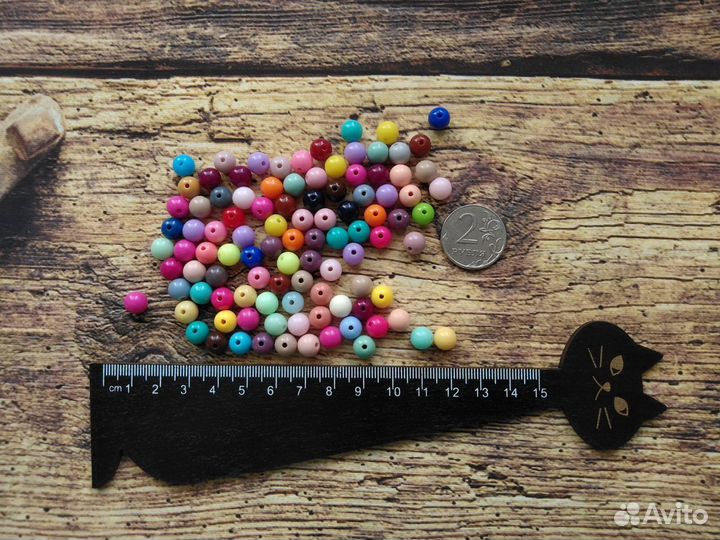 Бусины пластик однотонные, 5-8мм, по 10 шт