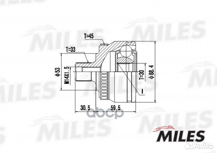 ШРУС VW passat 1.6-2.0 97-05 нар. ABS ga20521 M