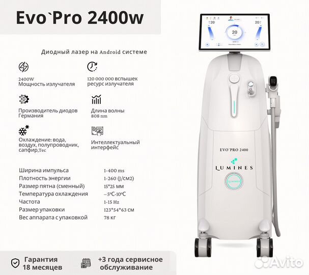 Аппарат для эпиляции люминес EvoPro 2400W
