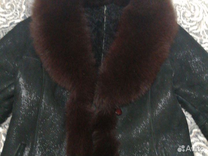 Меховой воротник песец коричневый