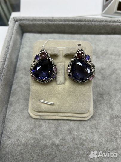 Комплект украшений танзанит/фианит