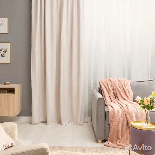 Штора блэкаут Inspire Aimy 200x280см серо-бежевая