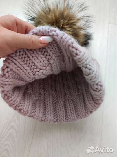 Шапка ручной работы из шерсти мериноса 58-60