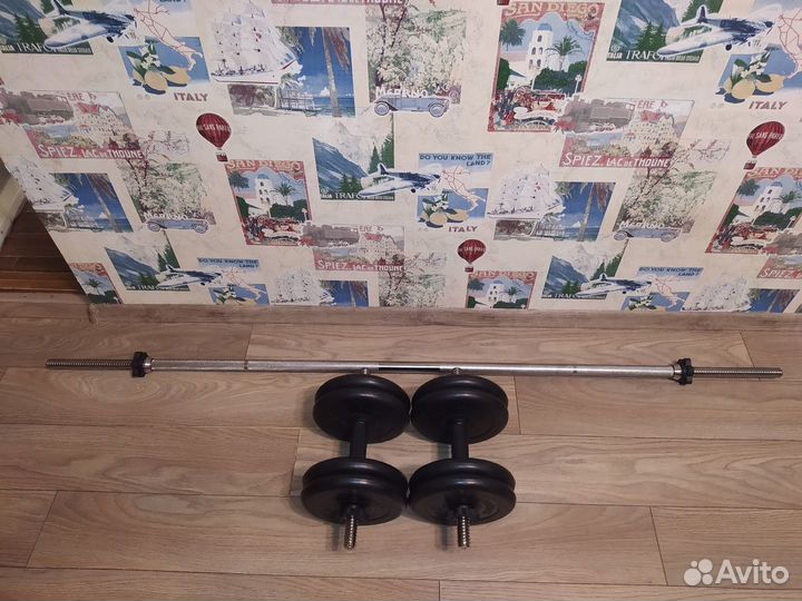 Штанга прямая 48 кг и гантели по 21,5 кг