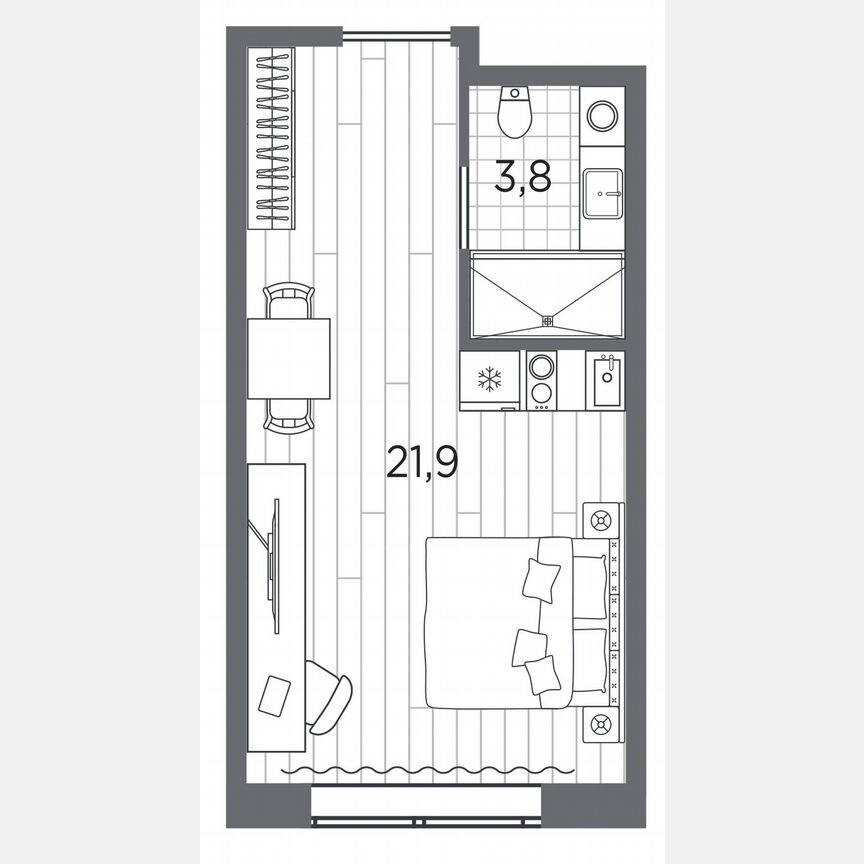 Апартаменты-студия, 25,7 м², 2/13 эт.