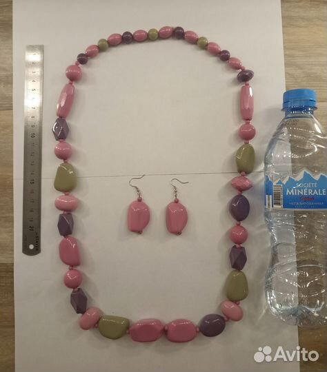 Комплект бижутерии огромные бусины колье серьги