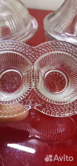 Вазочка сахарница старинная стекло
