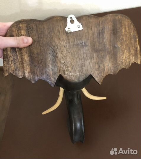 Голова слона, панно на стену слон, статуя, дерево