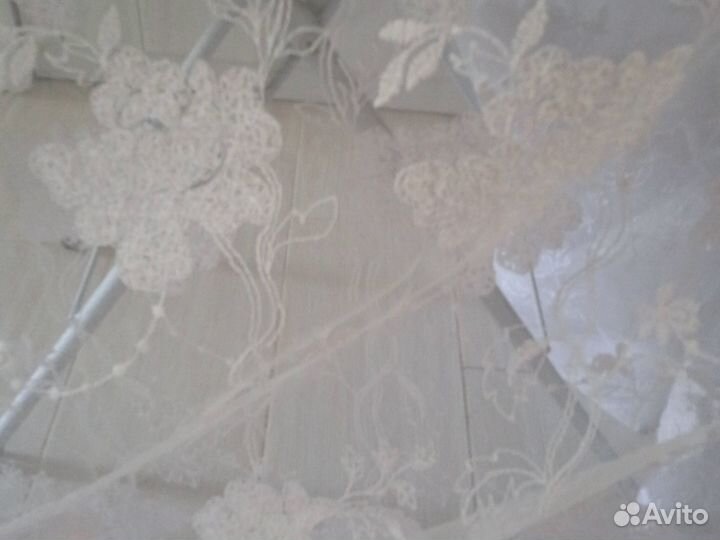 Тюль с кордовой вышивкой Турция, новый