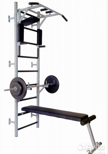 Шведская стенка со скамьёй и турником