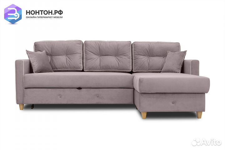 Диван угловой дельфин Айрин светло-розовый