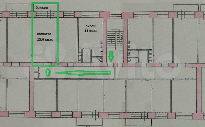 Комната 15,6 м² в 6-к., 5/5 эт.