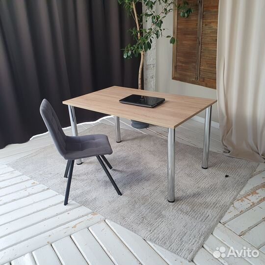 Письменный стол Дуб 130*80 см. Хром ножки