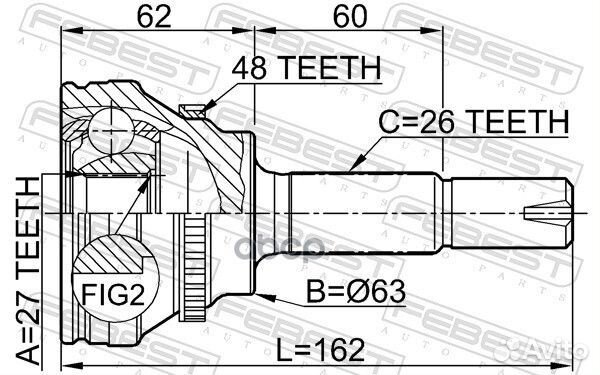 ШРУС наружный 27x63.3x26 (toyota camry ACV3#/MCV3#