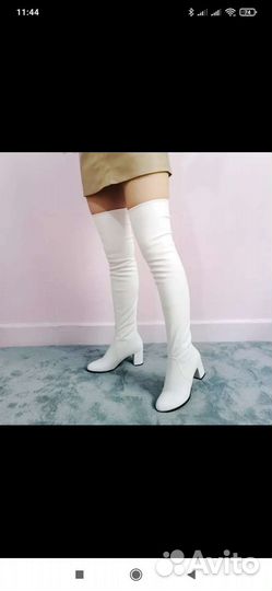 Сапожки белые ботфорты