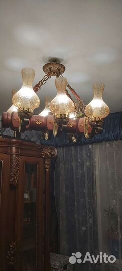 Люстра деревянная 6 рожков
