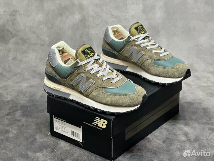 New balance 574 stone island из натурального замша