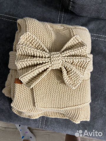 Комплект на выписку(плед + бант на резинке )