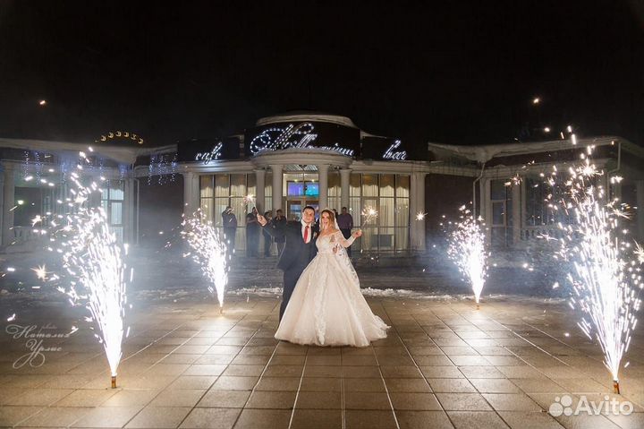 Свадебная дорожка из фонтанов. Тяжелый дым