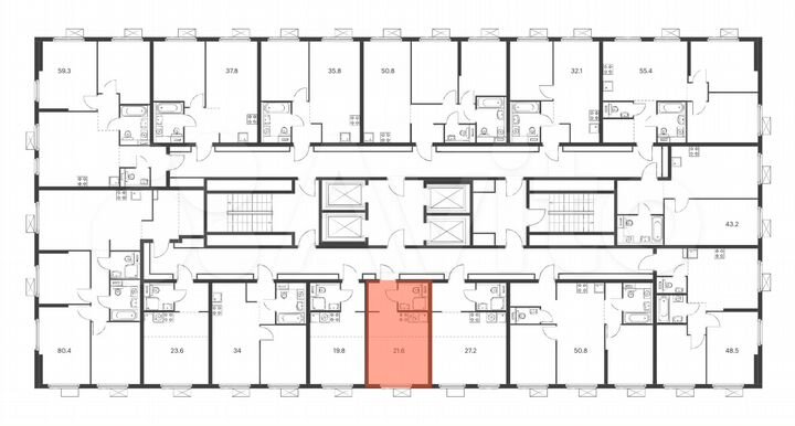 Квартира-студия, 21,6 м², 29/33 эт.
