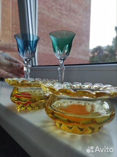 Вазы фужеры цветное стекло