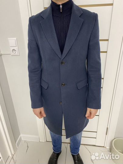 Пальто Zara синее размер s 44