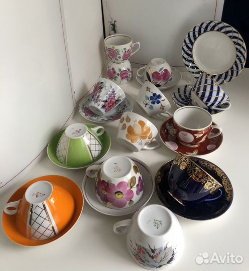 Чайные пары чашки гиганты блюдца СССР