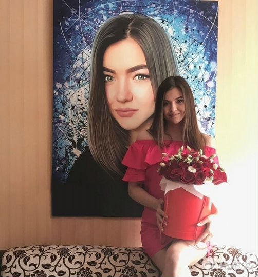 Портрет по фото на холсте