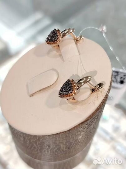 Серьги с коньячными бриллиантами 3,54г 585 проба