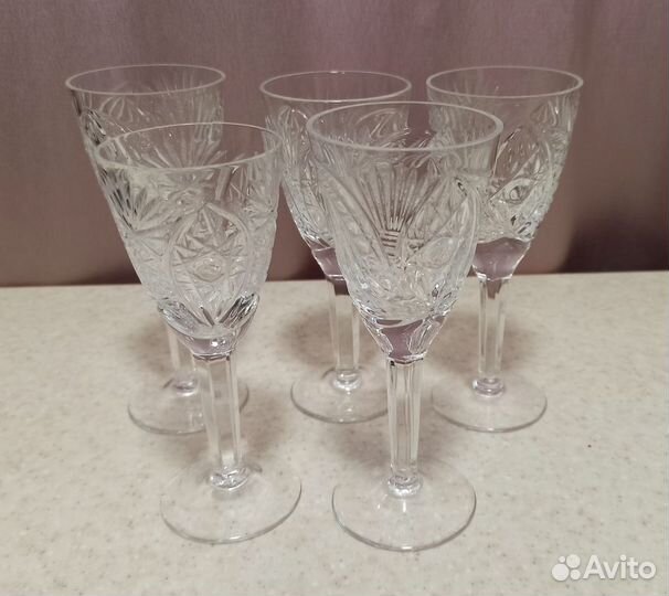 Рюмки хрустальные, 100 мл, пр-во СССР, набор 5 шт