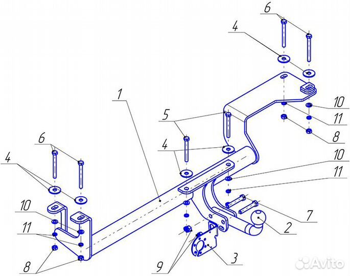 Фаркоп газ 3110,2410,31029 Волга узкий бампер Г08