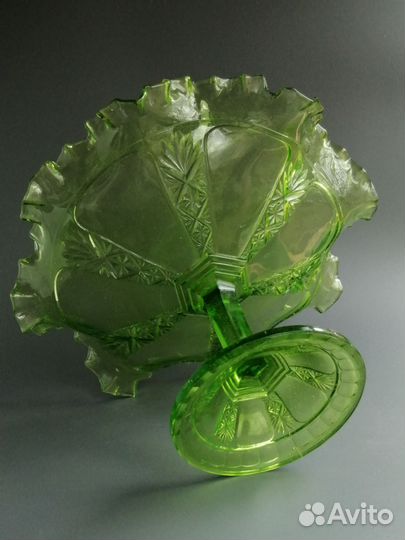 Фруктовница Ваза Зелёное стекло Царская
